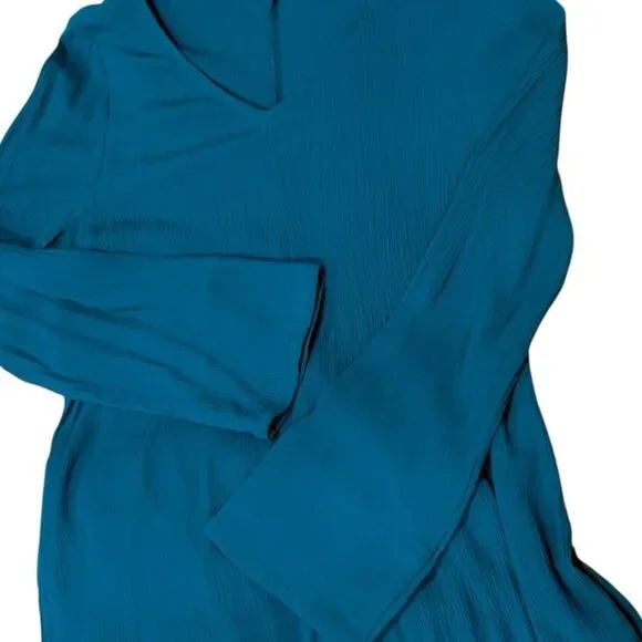 SOFT SURROUNDINGS Blue Mirabella V Neck Tunic Midi Long Sleeve Dress S - Picture 6 of 7